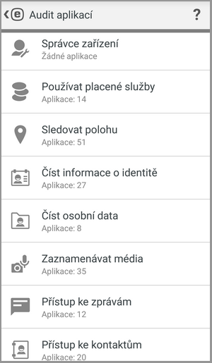Audit aplikací = s čím pracují jednotlivé Apky